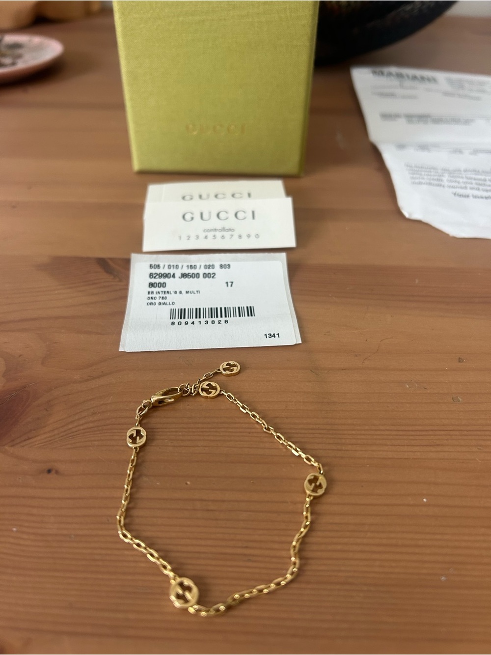 18k Gucci Gold Interlocking G Charm Chain Bracelet